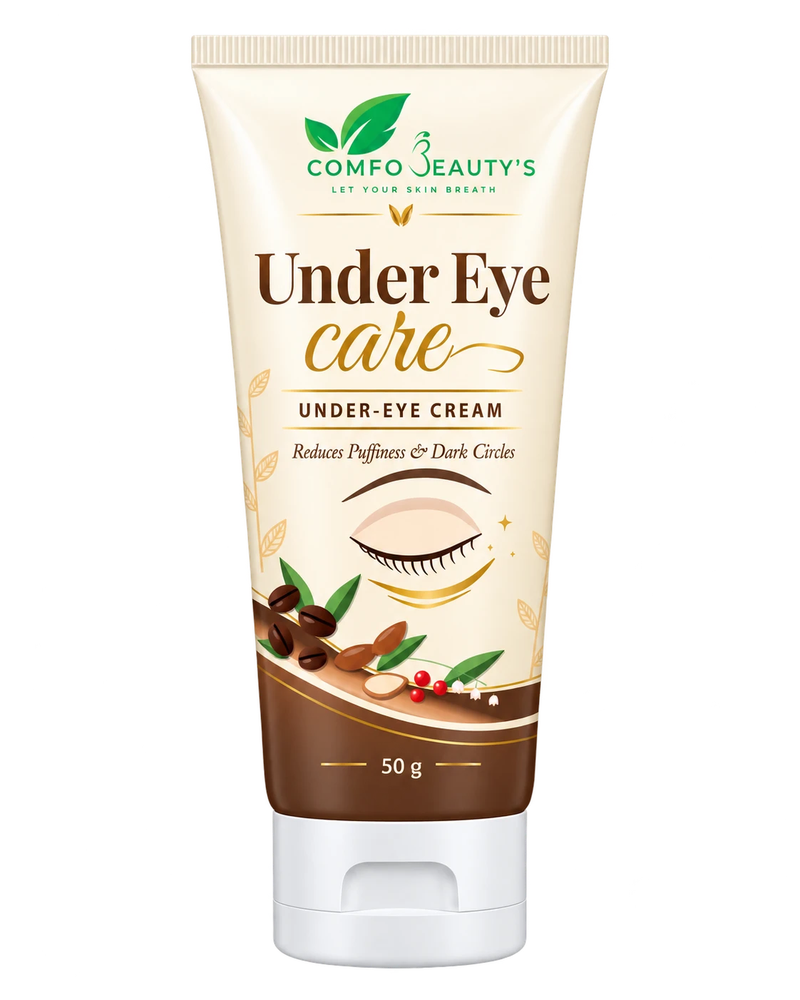 Under Eye Care cream in a 50 g cream and brown tube