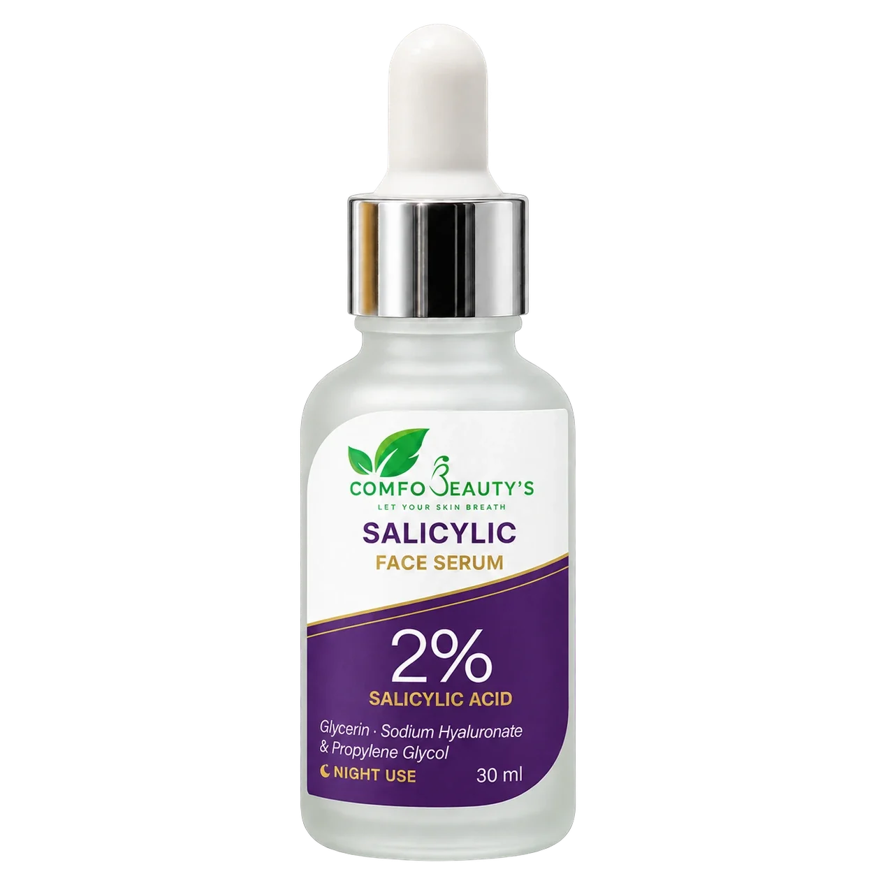 Salicylic Face Serum 2% Salicylic Acid, 30 ml frosted dropper bottle